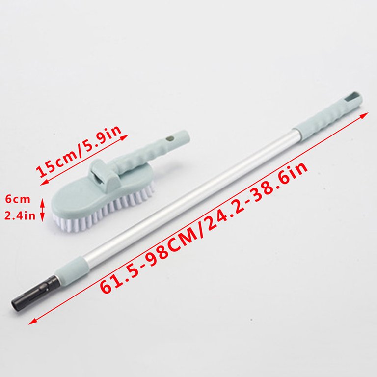 Shower Cleaning Brush, Scrub Brush with Long Handle, Shower Scrubber for Cleaning Bathroom, Patio, Kitchen, Wall, 2pcs, Silver