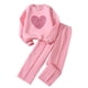 thumbnail image 1 of Odeerbi 8-13 Años Conjunto de San Valentín Para Niñas Con Estampado de Amor Sudaderas de Algodón de Cuello Redondo Pantalones de Pata Ancha Trajes de Dos Piezas, 1 of 9