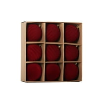 3.15Inch Burgundy Velvet Christmas Ornaments Balls Flocked Christmas Tree 9PCS Plastic Balls Christmas Hanging Ornaments Christmas Tree Holiday Decoration