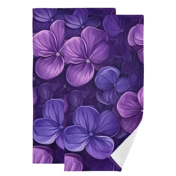 Dark Purple Flowers Hand Towel Absorbent Bath Towels for Bathroom Sports Gym(28.3" X 14.4") Set of 2