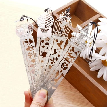 CCOCC 4 Pcs Bookmark,Metal Bookmark with Ruler Function,Book Marks for Women Men Reading Lovers,Gold