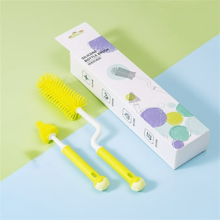 Baby Bottle Brush Nipple Brush Soft Silicone Feeding Bottle Brush Cleaning Brushes 360 Rotatable Pacifier Brush Baby Bottle Cleaning Kit Travel Size Portable/ Baby Bottle Brush C