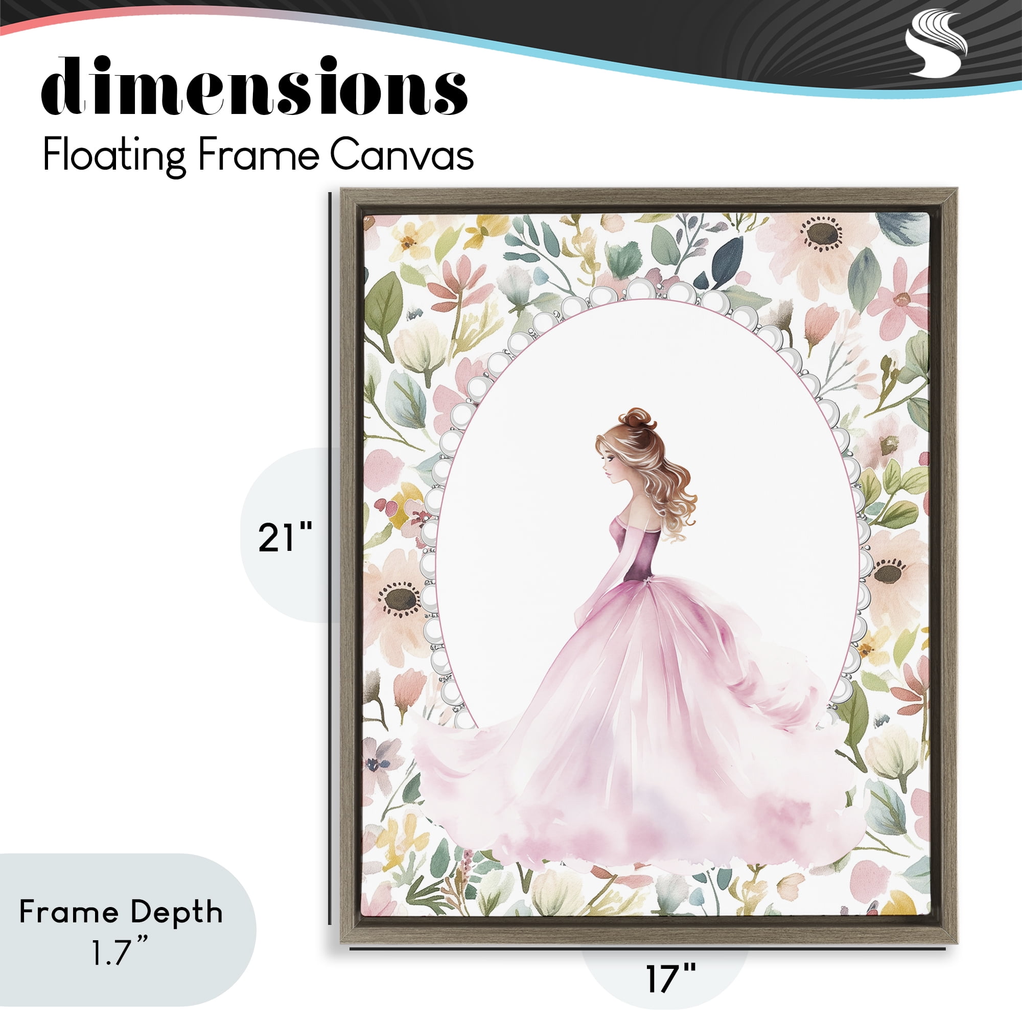 Stupell Industries Elegant Princess Love Brown Framed Floater Canvas Wall Art, design by Christine Simpson Art