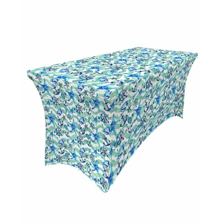 

Ocean Star Anchor Marine Life Elastic Table Skirt Wedding Hotel Birthday Table Cover Buffet Table Tablecloth r