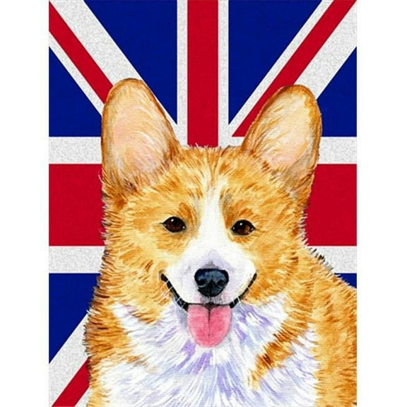 Corgi With English Union Jack British Flag Flag Garden Size