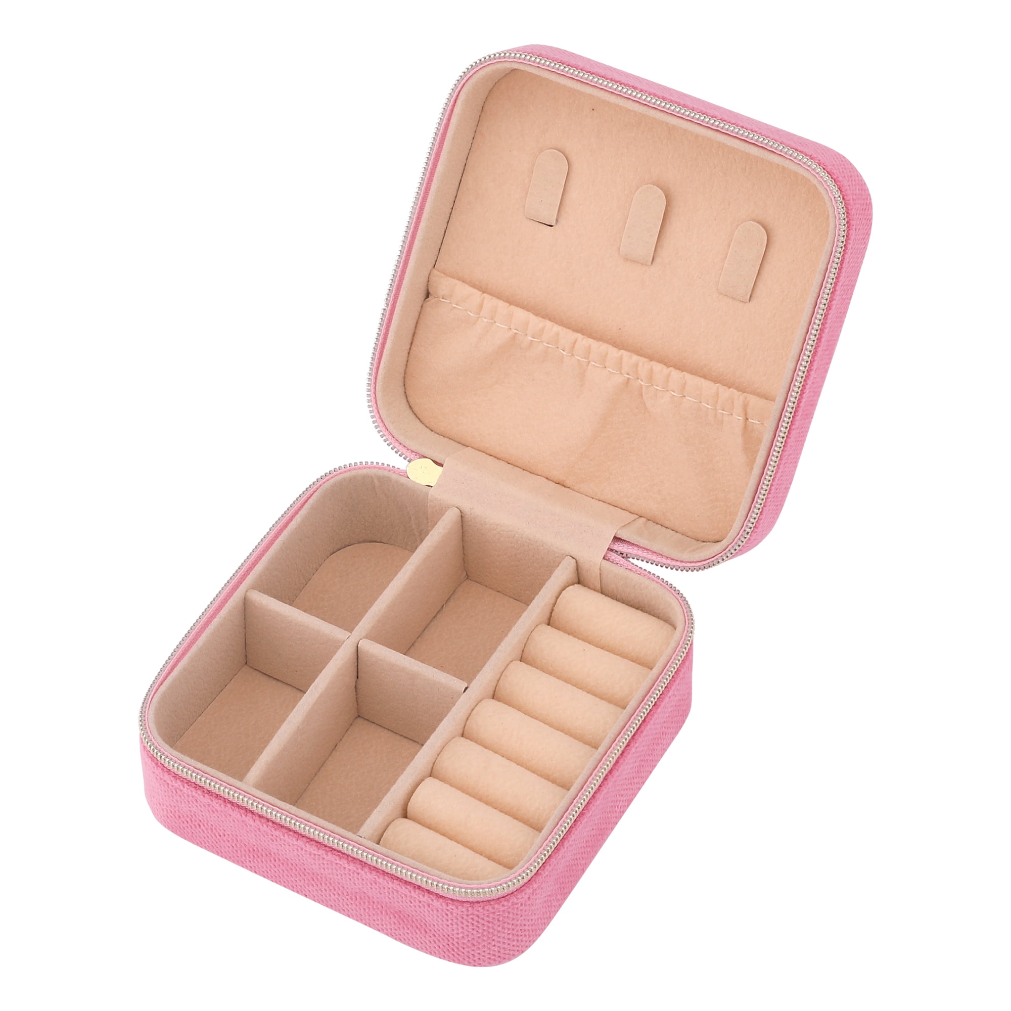 Unique Bargains Travel Portable Organizer Case Jewelry Box Rose Red
