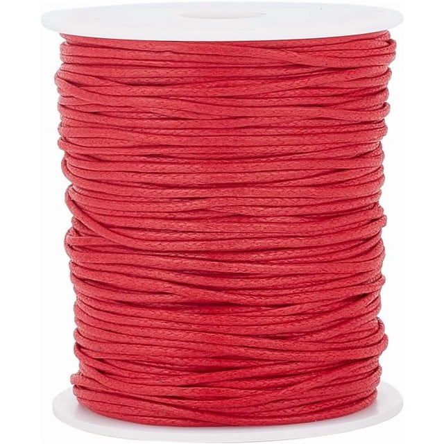 Cordón encerado de 1,5 mm, 100 yardas, hilo encerado rojo, cordón de algodón encerado, hilo para abalorios encerado.