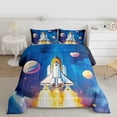 thumbnail image 2 of Castle Fairy Planet Rocket Queen Comforter Set,Cosmos Stars Print Bedding Comforter Set, 2 of 8