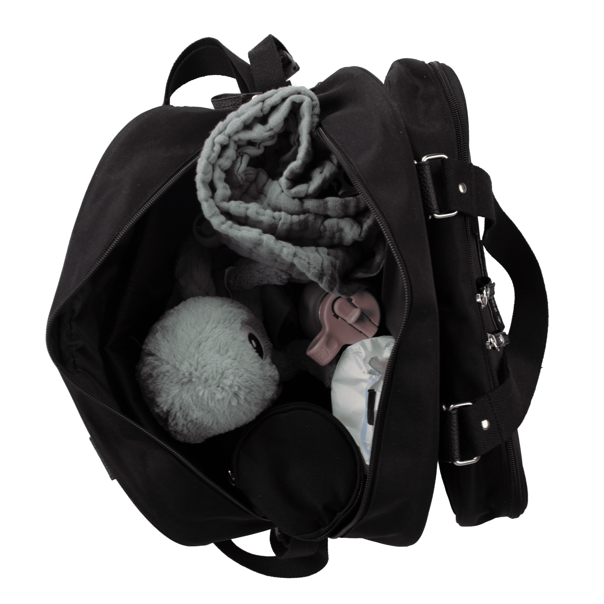 Baby On Board Urban Black Diaper Bag, Detachable Pockets, 50cl Insulated Bag, Waterproof