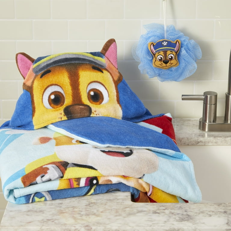 PAW Patrol Kids Hooded Towel and Character Loofah Set Cotton