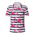 thumbnail image 2 of Daiia Dark Blue Stripes and Flamingos Pattern Men’s Polo Shirts,Solid Deck Shirt,Classic Fit, Breathable Cotton Polo for Casual and Sport Wear-Large, 2 of 7
