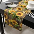 thumbnail image 3 of Sunflower Farmhouse Cotton Linen Long Table Runner 13 x 108 inch Summer Botanical Flowers Wooden Non-slip Rectangular Dining Table Decor for Wedding Party Holiday Dinner, 3 of 8