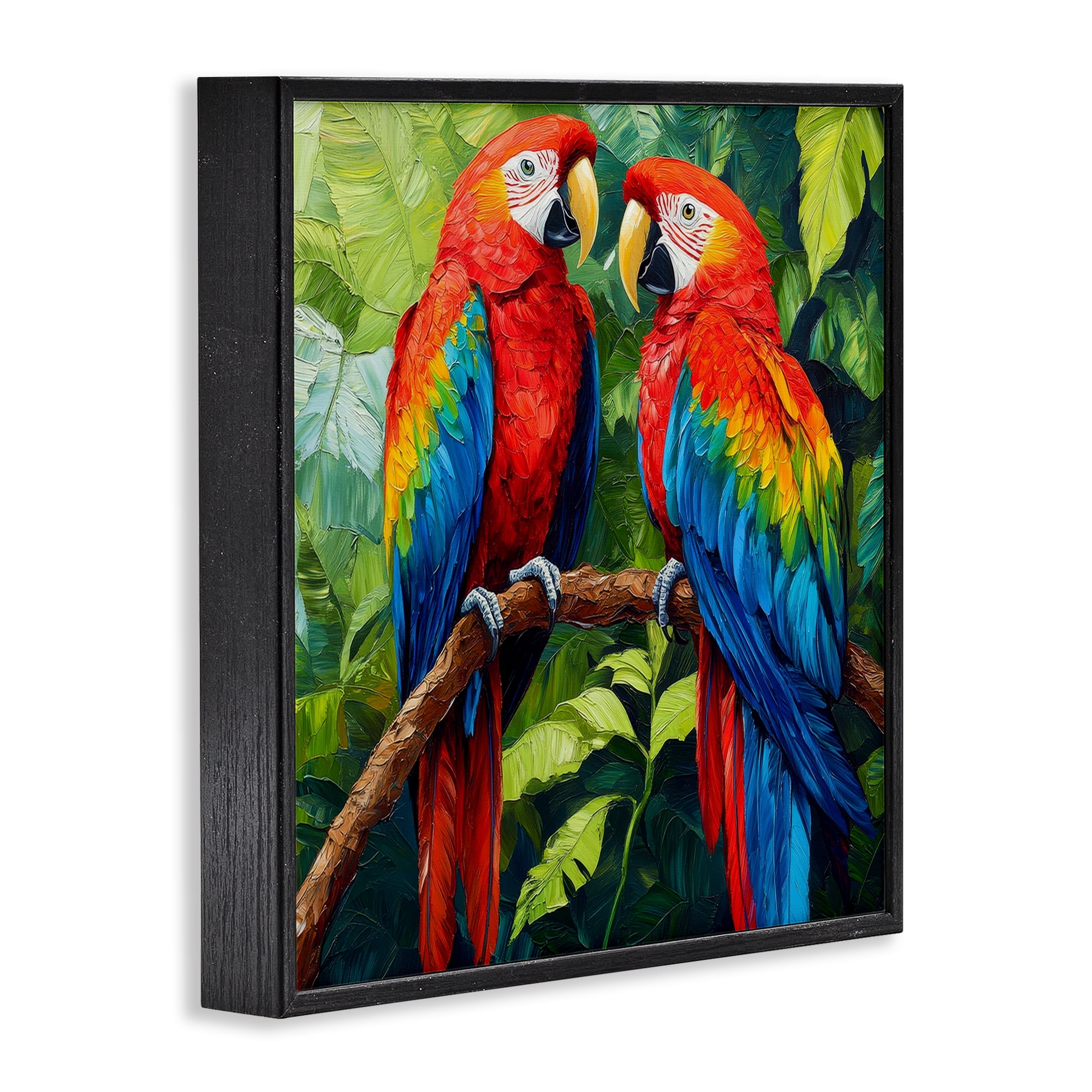 Stupell Industries Tropical Parrot Pair Black Framed Giclee Art, design by Petal Prints Design