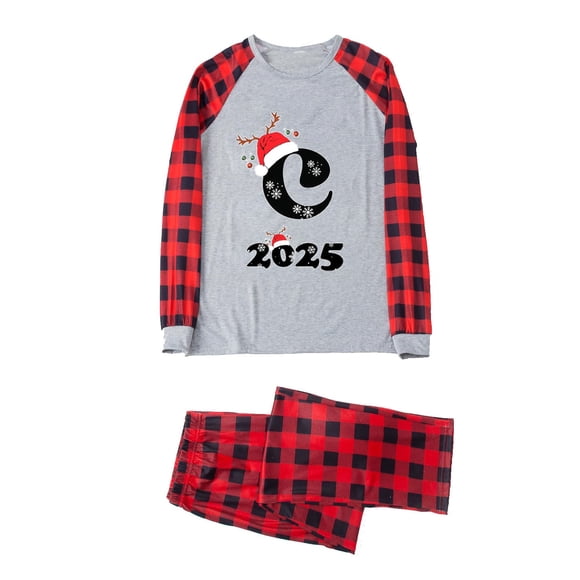 RXMEKW Christmas Pajama Set for Men, Plaid Print Long Sleeve Top and Pants, Family Matching Holiday Sleepwear