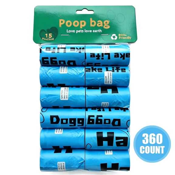 cisilov Dog Poop Bags for Dogs, Dog Bags for Waste 24 Rolls 360 Count, Doggie Bags for Poop Pet Doggy Waste Bags Rolls, Unscented Cats Litter Bags, Blue