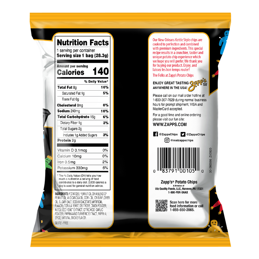 Zapp S Voodoo New Orleans Kettle Style Potato Chips 1 Oz 8 Ct Multipack Sack Walmart Com Walmart Com