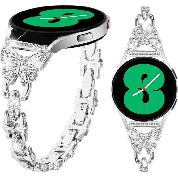 Compatible with Samsung Galaxy Watch Active/Active2 40/44mm/Galaxy Watch 4/S2 Classic/Gear Sport/S4 R720 R730, Easy Adjustable 20mm Butterfly Wristband Bracelet, Elegent Stylish Jewelry Metal Strap