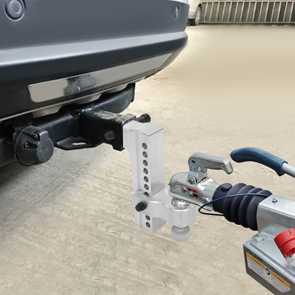 Aluminium Alloy Adjustable 10 Inches Trailer Ball Hook 2.5in Receiver Double Ball Head Load 26,500 Pounds Tractor with Lock