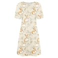 thumbnail image 4 of Vestido Corto para las Mujeres Cuello Redondo Manga Corta Impresa Suéter, Moda Casual Estilo Línea, 4 of 8