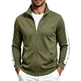 thumbnail image 2 of Fanshiluo Men's Stand Collar Full-Zip Long Sleeve Track Jacket, Contrast Side Stripes Athletic Jacket with Pockets for Men,XXL,Big and Tall Men, 2 of 6