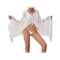 thumbnail image 4 of Liacowi Women Bikini Cover Up Sun-Proof Tops Hollow-Out Long Sleeves Tassels Swimsuit Cover Sexy Bandage Swimwear Bathing Suit Beachwear, 4 of 7