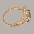 thumbnail image 4 of LBG British Made 14k Rose Gold Natural Peridot & Cultured Pearl Womens Statement Ring - 33 size options - Size 10.75, 4 of 8