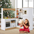 thumbnail image 5 of LAZY BUDDY Corner Play Kitchen, Wooden Kids Kitchen Playset with Light & Sound, Toddler Interactive Pretend Toy, 5 of 7
