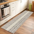 thumbnail image 3 of Bohemian Ethnic Washable Runner Rugs 2'x6', Brown Black Lines Linen Texture Low Pile Throw Entryway Rug Non-Slip Sturdy Edge Binding Carpet for Indoor Bedside Entrance Bedside, 3 of 9