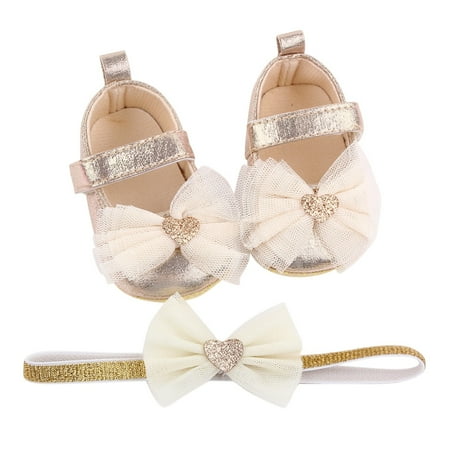 

Shpwfbe Shoes Toddler Soft Girls Headband Bowknot Prewalker Princess Baby Gifts
