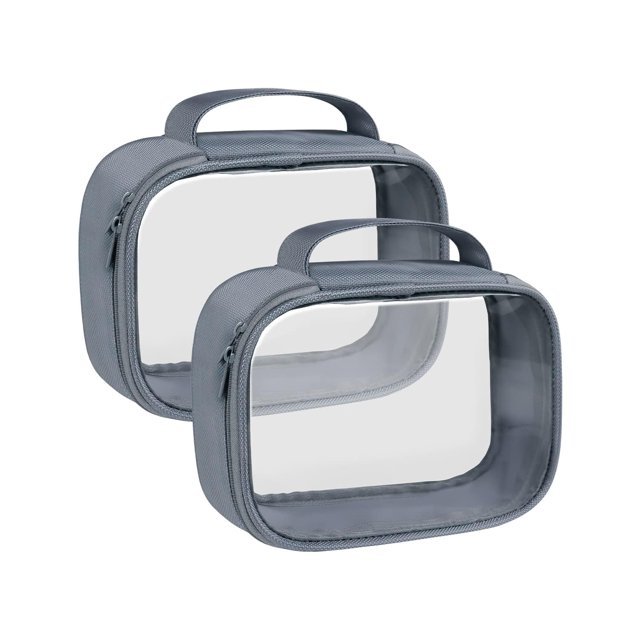 Neceser Moyad aprobado por la TSA transparente con asa, paquete de 2, color gris
