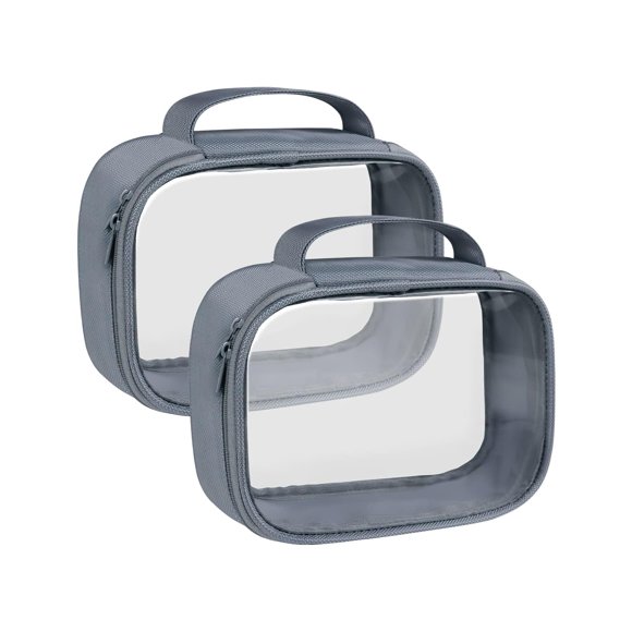Neceser Moyad aprobado por la TSA transparente con asa, paquete de 2, color gris