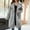 Gray, variant on Women's Plus Size White Faux Fur Coat Turn-Down Collar Long Sleeve Warm Long Coat