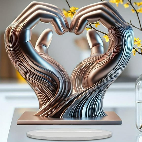 Love Finger Statue Heart-Shape Acrylic Hands Sculpture Modern Art Crafts Home Decor Aesthetic Decoration for Bedroom
