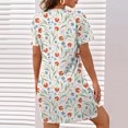 thumbnail image 4 of QIPOPIQ Longues Robes pour Femmes Fluides Robe à Étages Manches Courtes Imprimé Bohème Robe de Plage Robe d'Été Robe Longueur Genou Offres 2023, 4 of 6