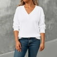 thumbnail image 2 of XUNKUSGA Pullover Sweaters for Women Soft Knit Tops for Women Fashion Crisscross V Neck Long Sleeve Womens Tops Loose Solid Color Womens Sweatshirts for Party Office Shopping L-4XL White, 2 of 9
