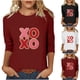 thumbnail image 1 of RKSTN Valentine's Gifts Women's 3/4 Sleeve T Shirts Top Oversized Crewneck Valentines Graphic Print Short Sleeve Shirt Womens Casual Solid Round Neck Loose Three Quarter Sleeve Shirt Spring Clothes, 1 of 7