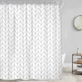 thumbnail image 5 of Boho Bohemian Chevron Geometric Neutral Shower Curtain for Bathroom White Grey Herringbone 72Wx72H Inch Striped Classy Contemporary Decor Fabric Set Polyester Waterproof, 5 of 6