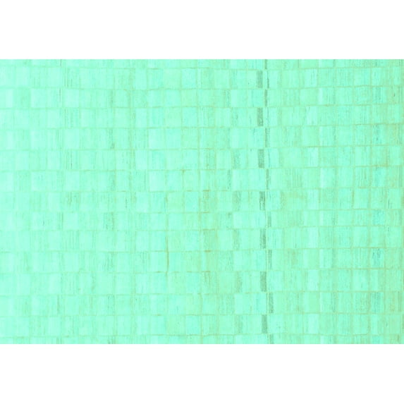 Ahgly Company Machine Washable Indoor Rectangle Solid Turquoise Blue Modern Area Rugs, 7' x 9'