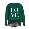 thumbnail image 1 of Penkiiy T-Shirts de la Saint-Valentin pour Femmes, Chandail en Molleton Graphique Cœur Rouge, Manches Longues, Col Rond, TP Vert, 1 of 4