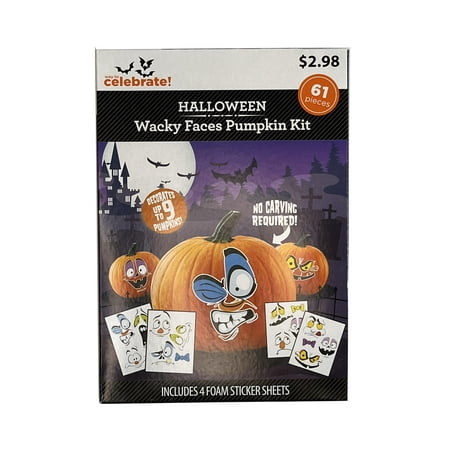 Way To Celebrate Halloween Pumpkin Spooky Face Kit. 61 pieces