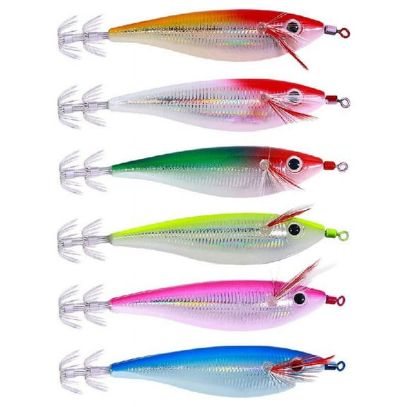 Zeiwohndc 6Pcs 10g Fishing Squid Jig Lures Jig Squid Fishing Baits Octopuses Hook Lures