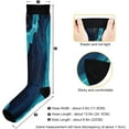 thumbnail image 3 of FREEAMG Blue Marble Compression Socks for Women Men, Circulation Knee High Stockings for Running Cycling Medical, 1Pair, 3 of 7