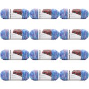 Loops & Threads Soft Classic Multi Yarn - Multicolor Yarn for Knitting, Crochet, Weaving, Arts & Crafts - Lotus Blossom, Bulk 12 Pack