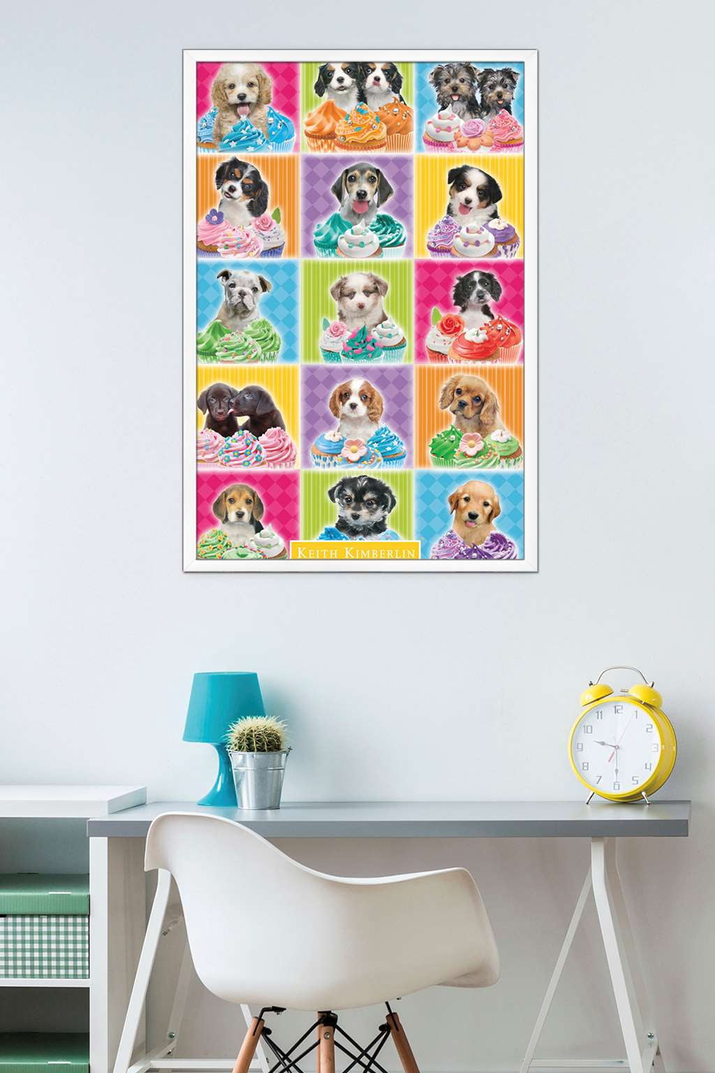 Keith Kimberlin - Puppies - Cupcakes Wall Poster, 22.375" x 34", Framed