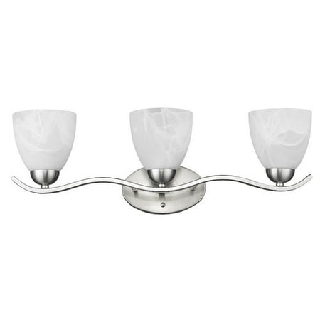 - CHLOE Lighting UNDINE Transitional 3 Light Brushed Nickel Bath Vanity Wall Fixture White Alabaster Glass 24