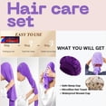 thumbnail image 4 of Microfiber Hair Towel Wrap & Satin Bonnet Set for Women - 3-in-1 Hair Drying Towel,  Shower Cap & Silk Sleep Bonnet for Curly, Long & Thick Hair - Anti-Frizz Heatless Hair Care (), 4 of 6