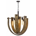 thumbnail image 2 of Cal Lighting Padova 6-Light Metal & Wood Chandelier in Black/Oak, 2 of 3
