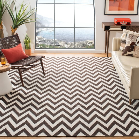 Safavieh Dhurries Bentley Geometric Area Rug, Brown/Ivory, 10' x 14'