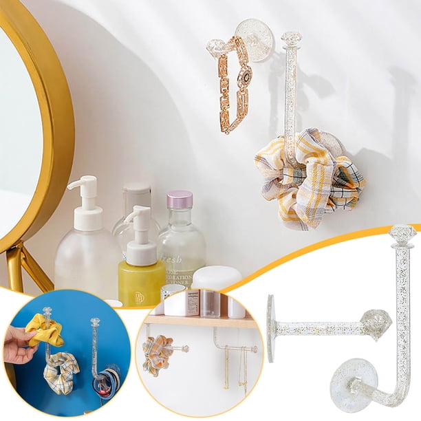 Gancho Transparente Sin Perforaciones Xihbxyly para Baño Cuerda para Cabello Aro para Joyas