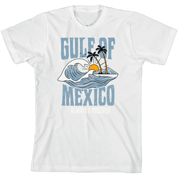 Gulf of Mexico Always & Forever Youth White Crew Neck Short Sleeve Tee-XXL